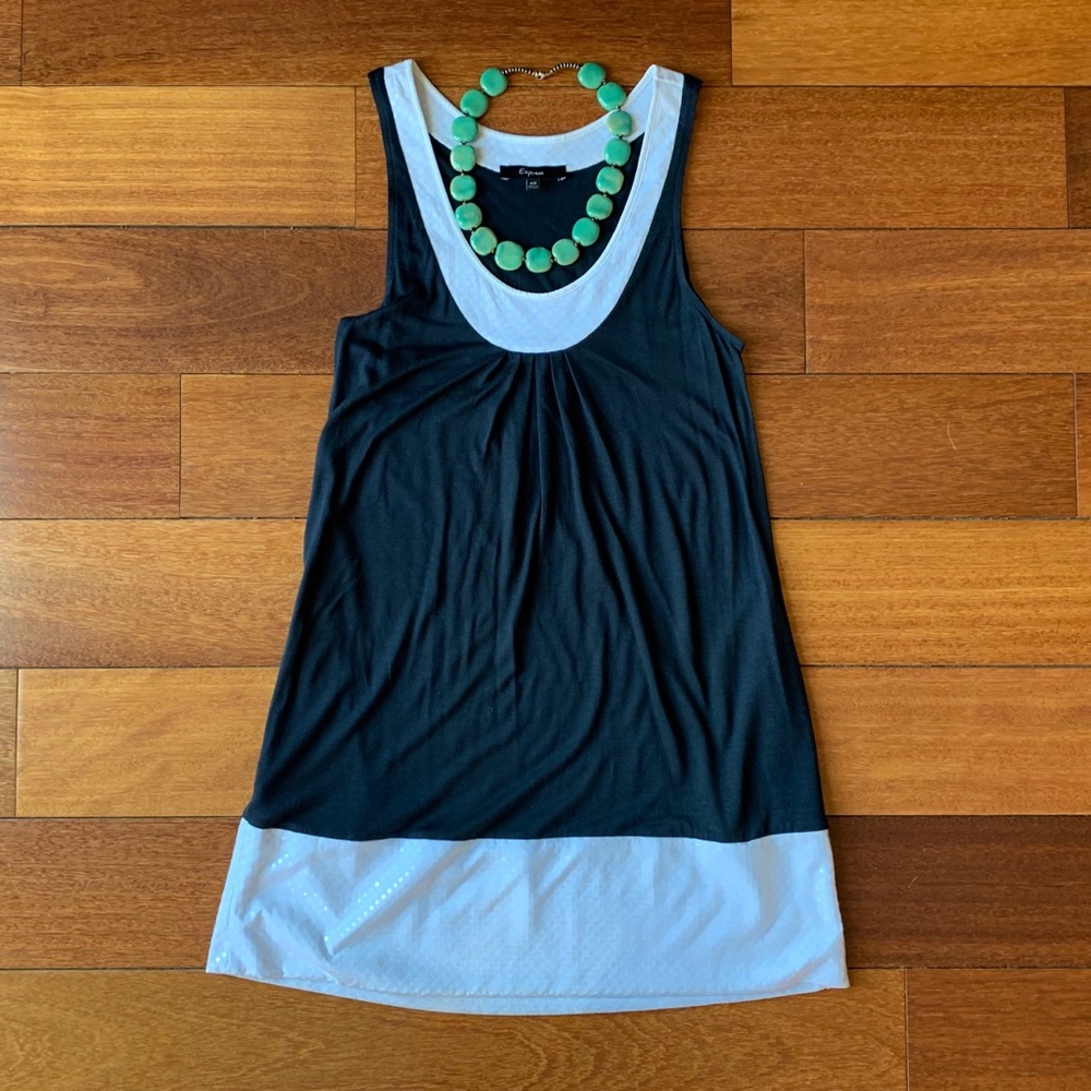 Express Black & White Dress w Pockets! NWOT XS